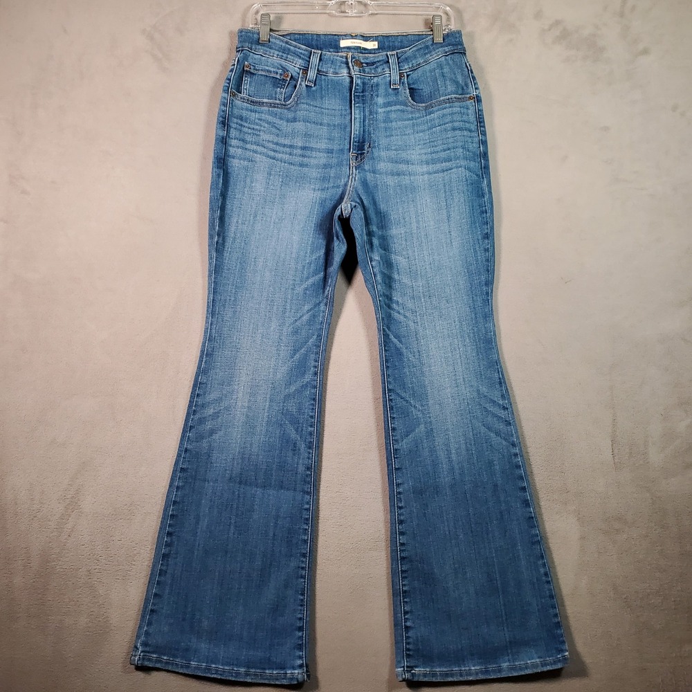 Levis 726 High Rise Flare Jeans Women 31 Blue Stretch Denim Boho Retro 70s Style